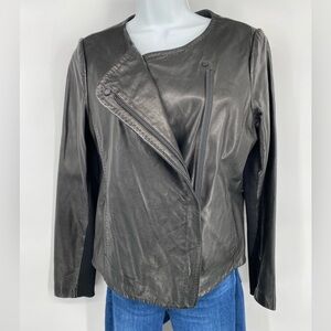Vince Black Leather Jacket Asymmetrical Zipper